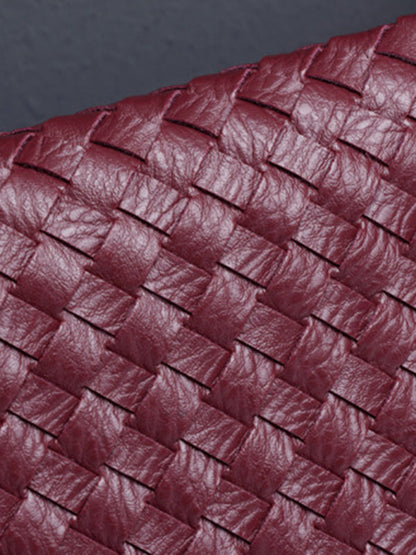 Geometric Solid Color Split-Joint Woven Zipper Bags Handbags