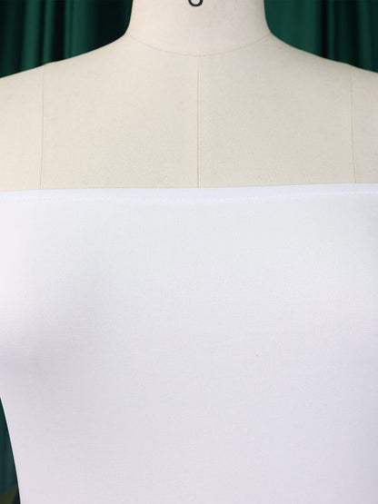 Bodycon Flared Sleeves Falbala Solid Color Split-side Off-the-shoulder Maxi Dresses