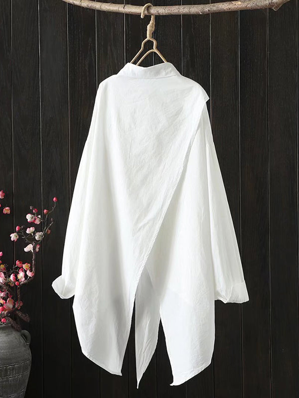 Chemisier ample noir et blanc à manches longues et coupe irrégulière 