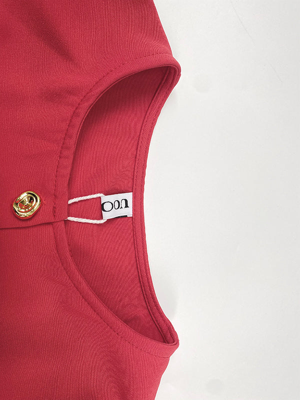 Robe chemise moulante à manches longues et col en V, couleur unie, boutonnée 