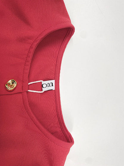 Robe chemise moulante à manches longues et col en V, couleur unie, boutonnée 