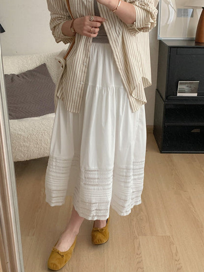 A-Line High Waisted Hollow Solid Color Split-Joint Skirts