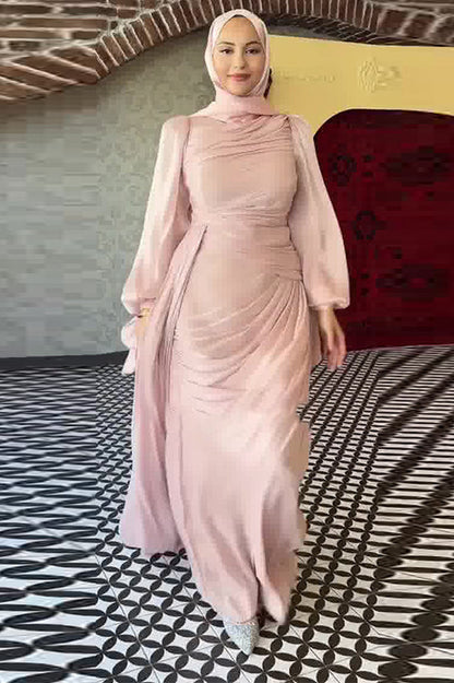 Sonia Lantern Sleeve Ruched Maxi Dress