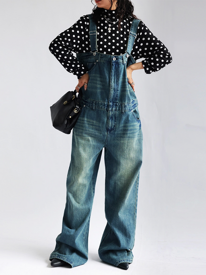 Long Sleeves Loose Polka-Dot Heaps Collar T-Shirts Tops