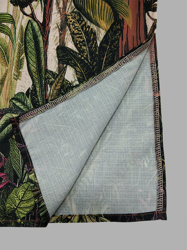 Maxikleider mit ausgestellten Ärmeln, lockerem Blätterdruck und V-Ausschnitt 