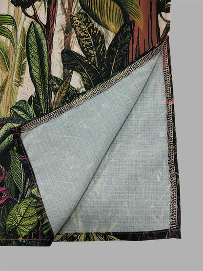 Maxikleider mit ausgestellten Ärmeln, lockerem Blätterdruck und V-Ausschnitt 