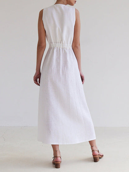 Loose Sleeveless Split-Joint V-Neck Maxi Dresses