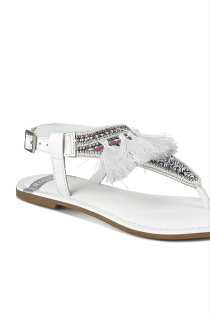 Risha Genuine Leather Tassel Sandals
