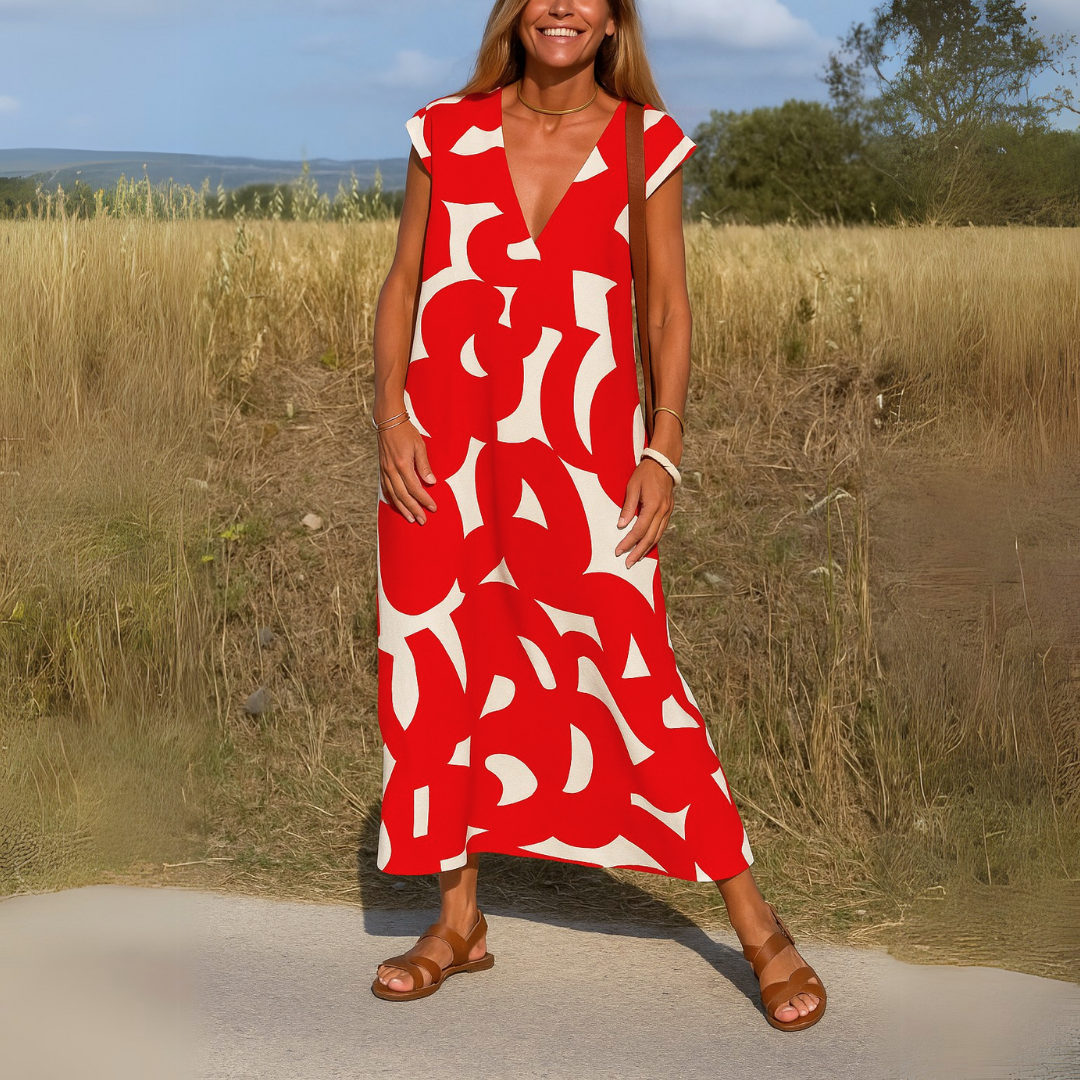 Evangeline | Women's V Neck Flowy Draped Dress Evening