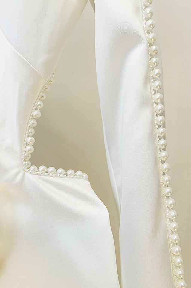 Ossie Pearl Embellished Cutout Blazer Set