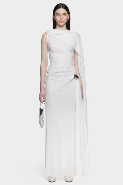 Aubrie Draped Cape Maxi Dress