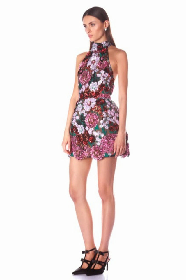 Polasa Sequins Flower Mini Dress