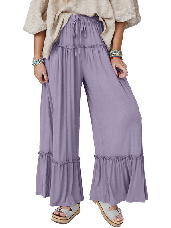 High Waisted Loose Pleated Solid Color Pants Trousers