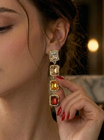 Rhine Stones Split-Joint Water Drop Earrings Accessories