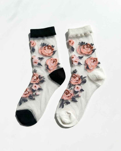 Roses Sheer Socks, 2-Pack