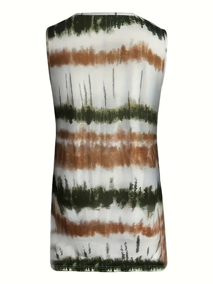Loose Sleeveless Printed Spaghetti-Neck Vest Top