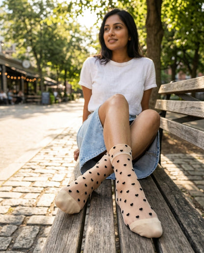 3-Pack Blushing Hearts Sheer Socks