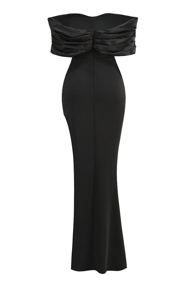 Presley Crepe Ruffle Shoulder Gown Dress
