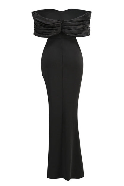 Presley Crepe Ruffle Shoulder Gown Dress