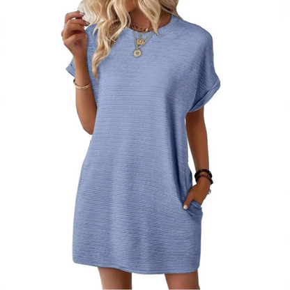 Maggie | Women's Short Sleeve T-Shirt Mini Dress with Pockets