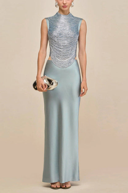 Fedde Fringe Satin Skirt Set