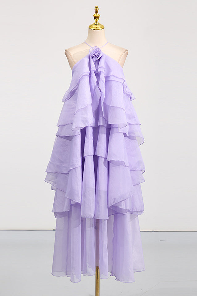 Sibley Halterneck Tiered Ruffle Maxi Dress