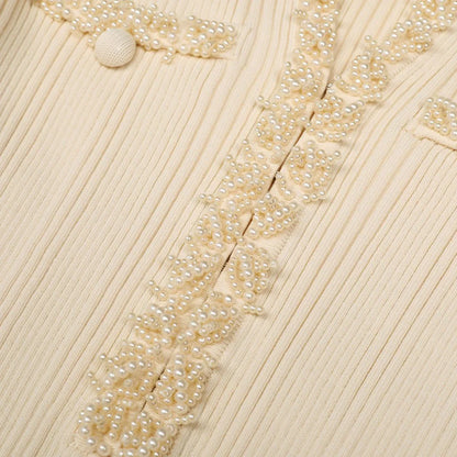 GRISELLE Knit Long Sleeve Crystals Maxi Bodycon Dress