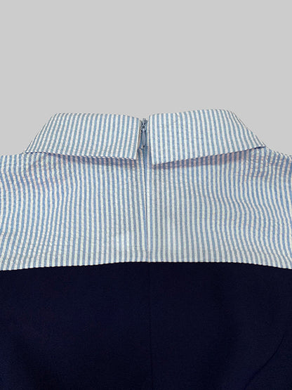 High Waisted Long Sleeves Buttoned Pleated Split-Joint Lapel Jumpsuits