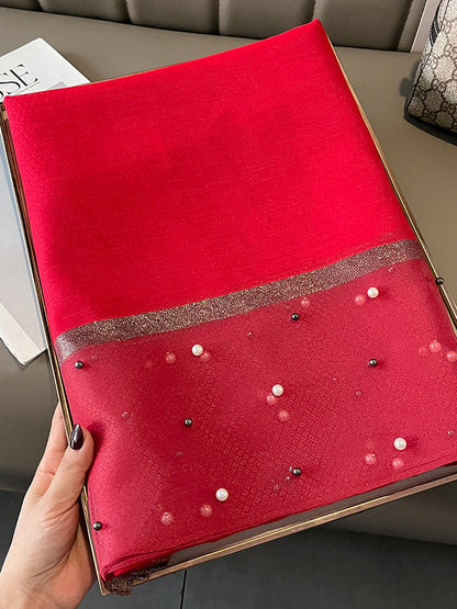 Sun-Protection Beaded See-Through Shawl&Scarf