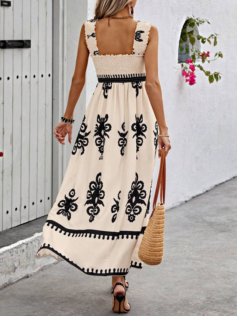 Catalina | Women's Square Neck Flowy Sleeveless Printed Dress Beach Vacation
