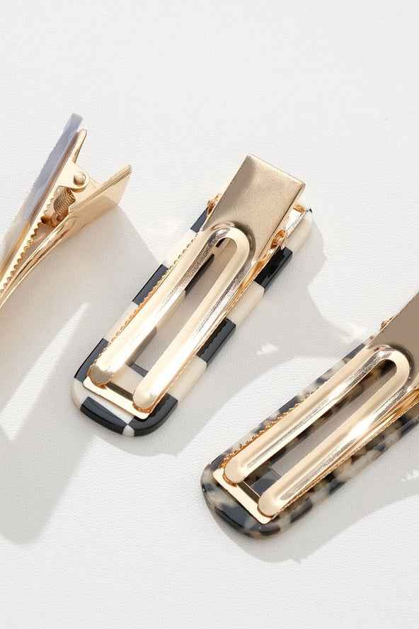 Gemma Printed Barrette Hair Clip, Set of 2