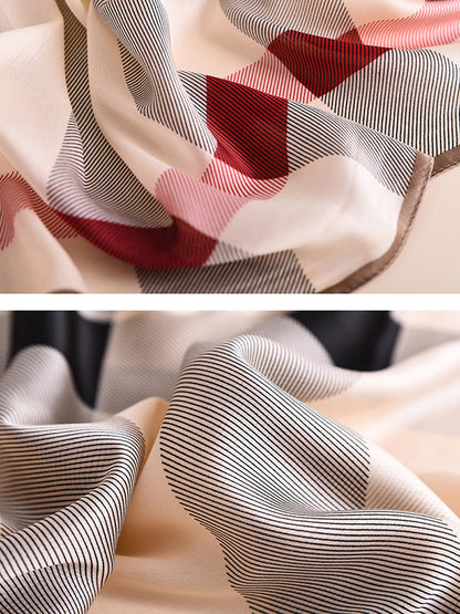 Chic Plaid Silk Imitation Shawl&Scarf