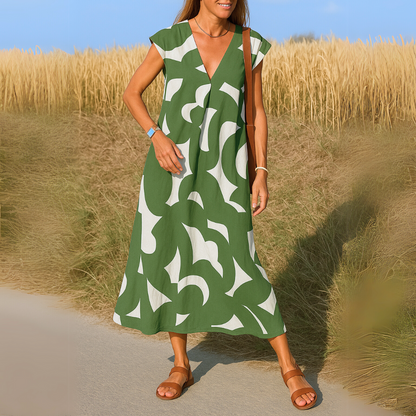 Evangeline | Women's V Neck Flowy Draped Dress Evening