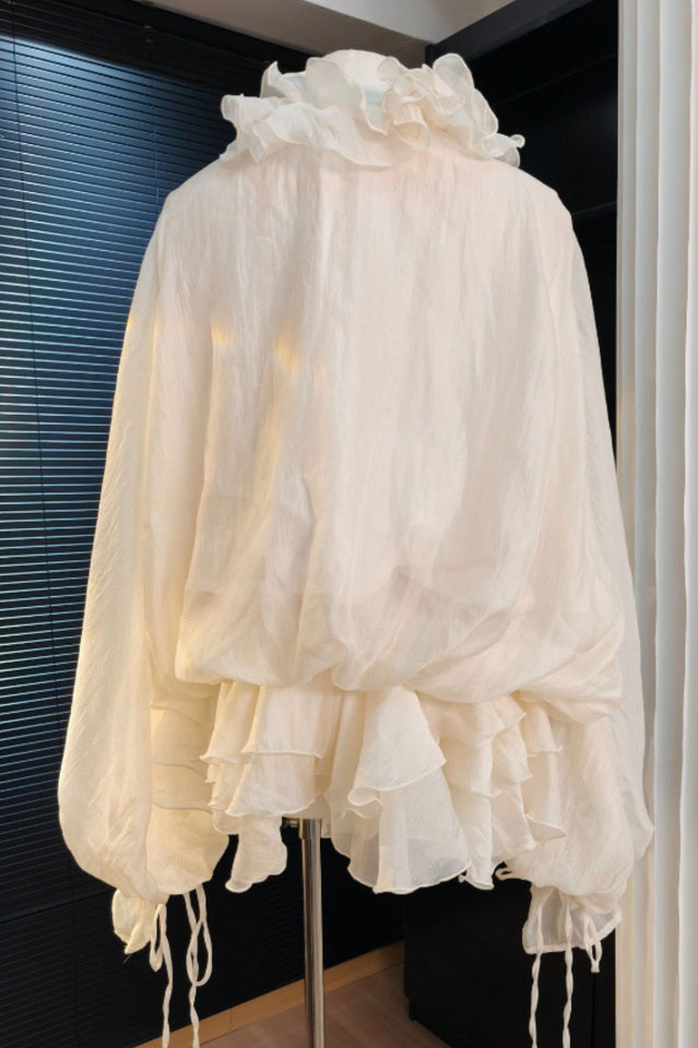 Olive Puff Sleeve Tiered Mini Dress