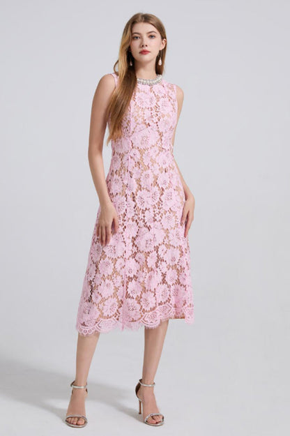 Ariana Floral Lace Sleeveless Midi Dress