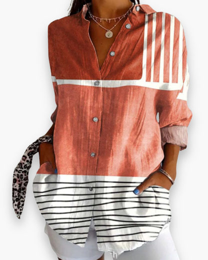Rosalie | Women's Floral Print Button-Down Blouse with 3/4 Sleeves