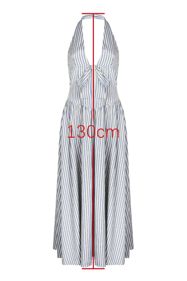 Mackenna Stripe Halter Smock Back Dress