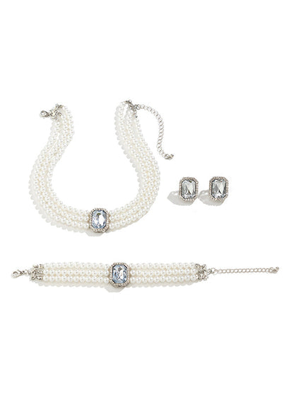 Geometric Layered Rhine Stones Bracelet Accessories + Necklaces Accessories + Earrings Accessories