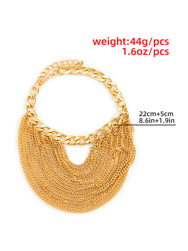 Simple Multi-Layered Tassels Chains Anklets