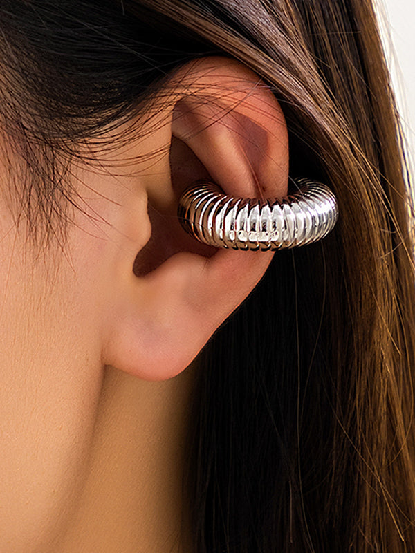 Geometric Solid Color Ear Clip SILVER One_size