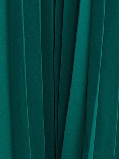 Batwing Sleeves Loose Pleated Solid Color Maxi Dresses