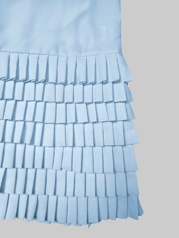 A-Line Long Sleeves Layered Pleated Pockets Solid Color Split-Joint Lapel Midi Dresses Shirt Dress