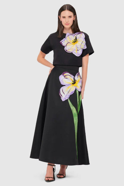 Angelica Floral Applique Skirt Set