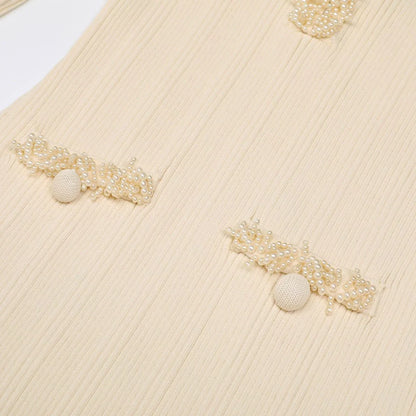 GRISELLE Knit Long Sleeve Crystals Maxi Bodycon Dress