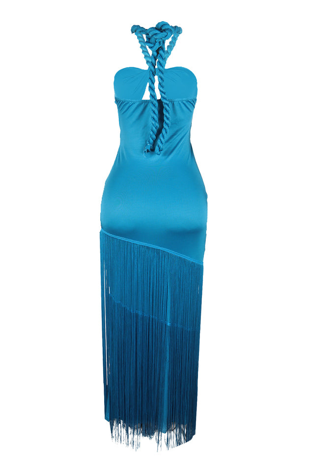 Coastal Rhythm Fringes Maxi Dress