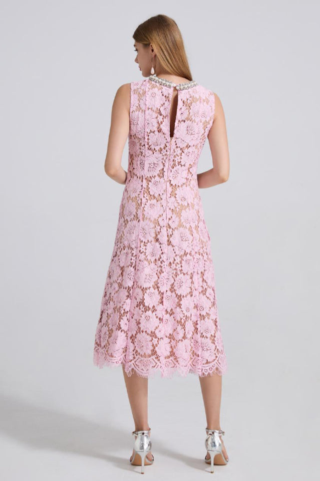 Ariana Floral Lace Sleeveless Midi Dress