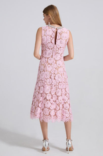 Ariana Floral Lace Sleeveless Midi Dress