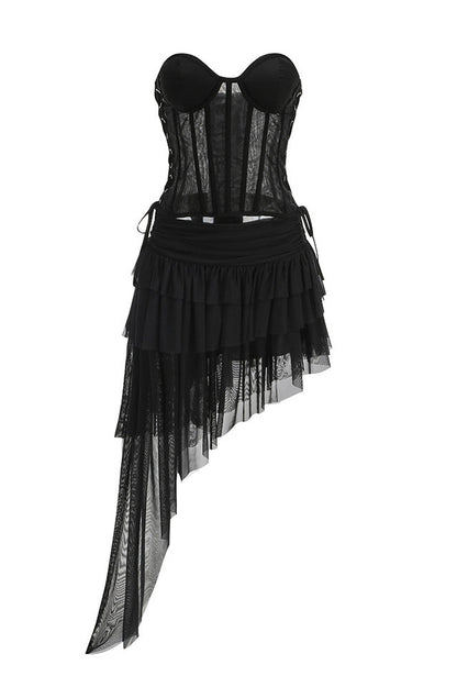 Corset Top & Irregular Mesh Skirt