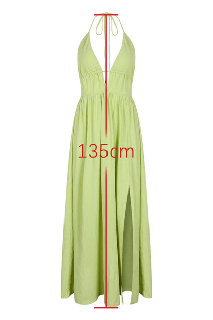 Isla Linen Halter Maxi Dress