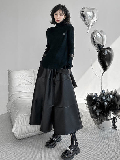 A-Line Hipster Solid Color Split-Joint Zipper Skirts Bottoms